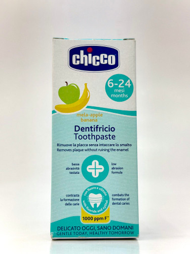 خمیردندان مخصوص کودک 6 ماه تا 2 سال چیکو طعم سیب و موز ضد پوسیدگی و ایمن بلع