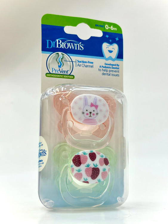 پستانک ارتودنسی دکتر براون طرح توت فرنگی مناسب نوزادان 0 تا 6 ماه