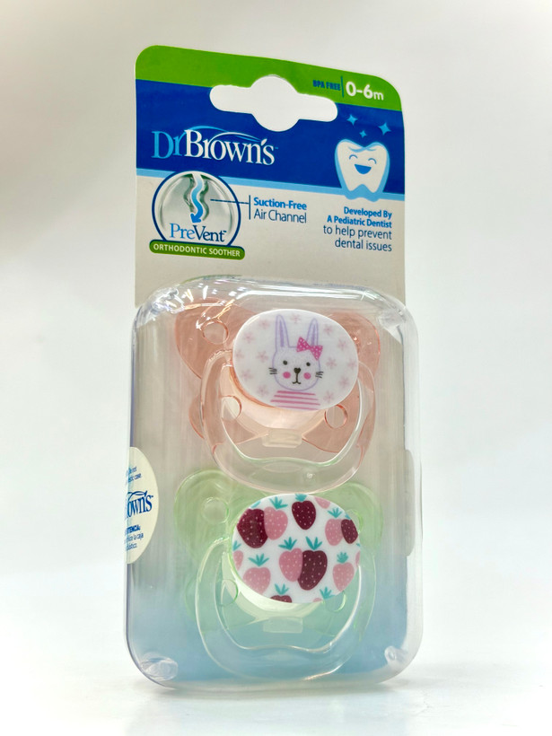 پستانک ارتودنسی دکتر براون طرح توت فرنگی مناسب نوزادان 0 تا 6 ماه