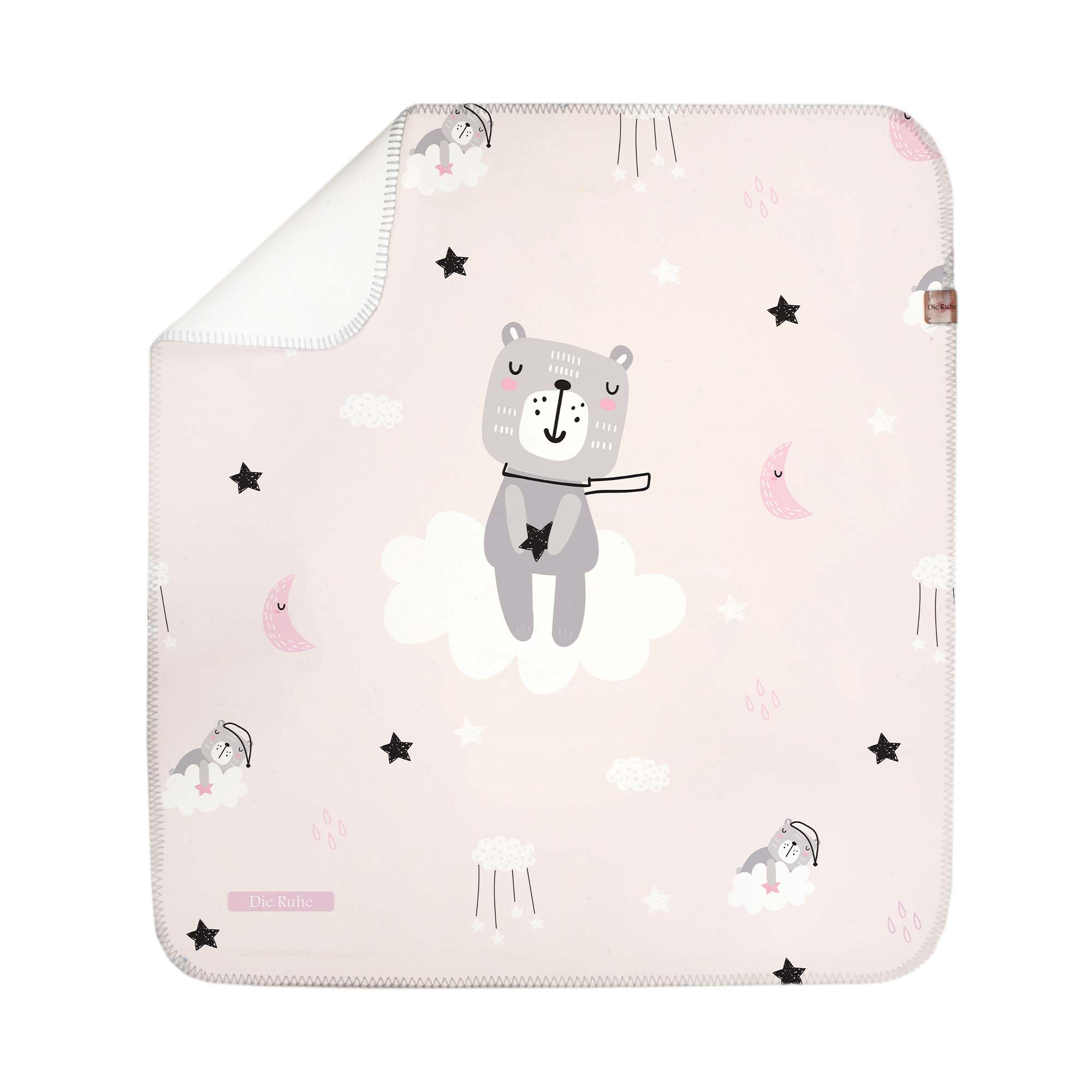 زیرانداز تعویض نوزاد طرح خرس صورتی دی‌روحه ضدآب و قابل شستشو