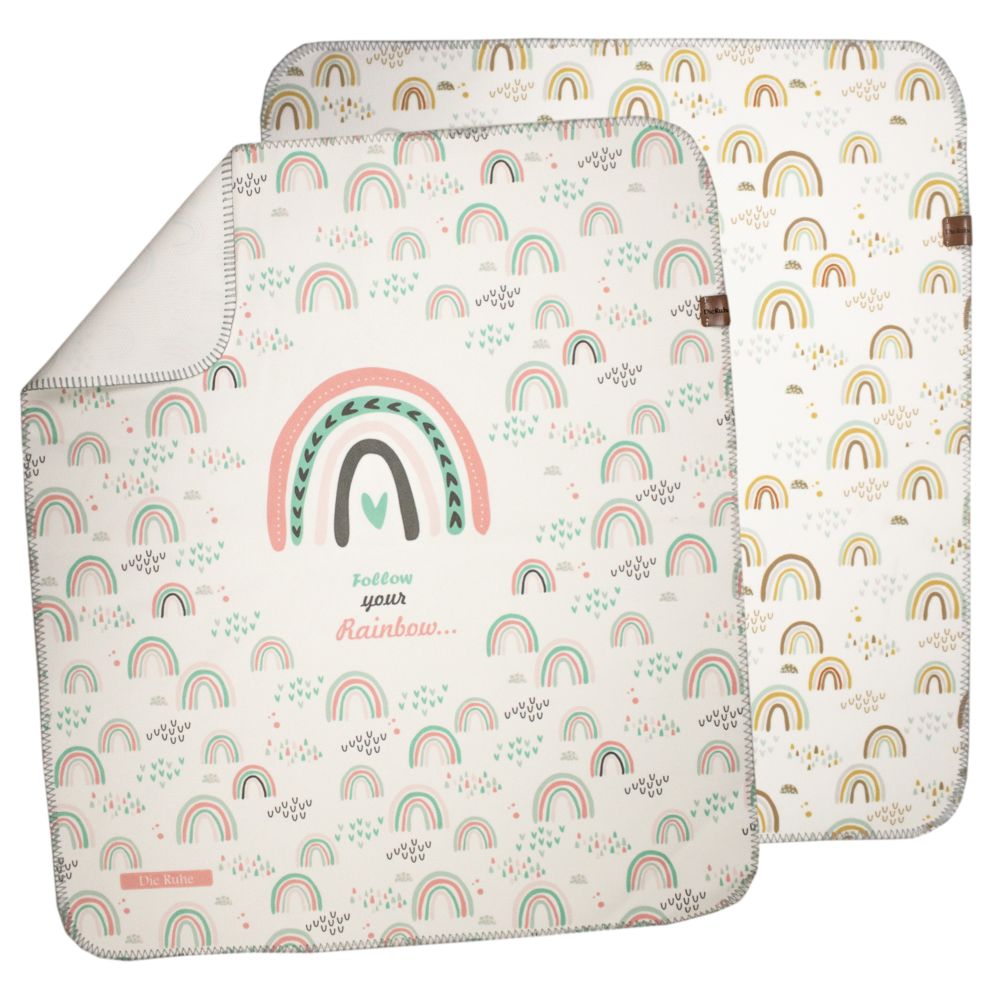 زیرانداز تعویض نوزاد طرح رنگین کمان دی‌روحه ضدآب و قابل شستشو