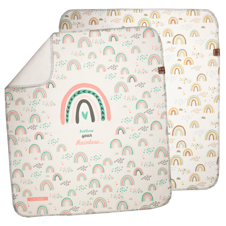 زیرانداز تعویض نوزاد طرح رنگین کمان دیروحه ضدآب و قابل شستشو