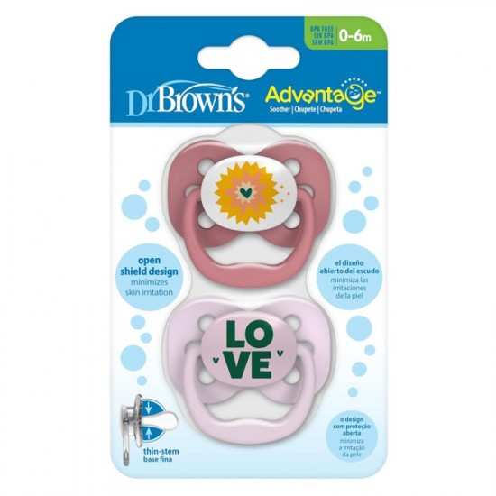 پستانک 0 تا 6 ماه بادامی طرح Love دکتر براون Dr.Brown's