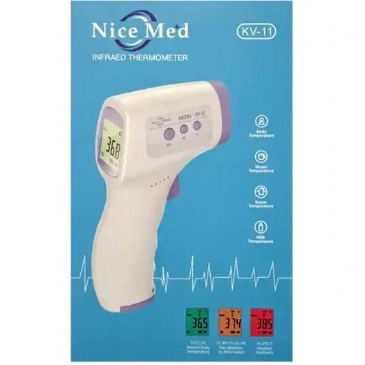 تب سنج لیزری دیجیتال نایس مد Nice Med مدل KV-11 با اندازهگیری دقیق و غیر تماسی دمای بدن